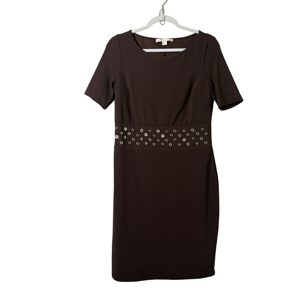 Boston Proper Grommet Sheath Dress Womens‎ Size S Brown Short Sleeve 2654180